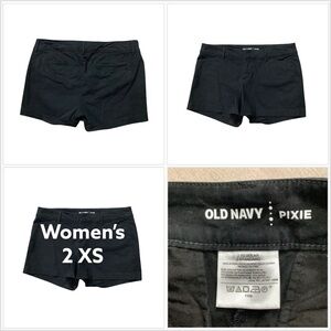 Women's Old Navy Pixie 2 XS Shorts Chino Khakis Black Stretch 3” Inseam NWOT